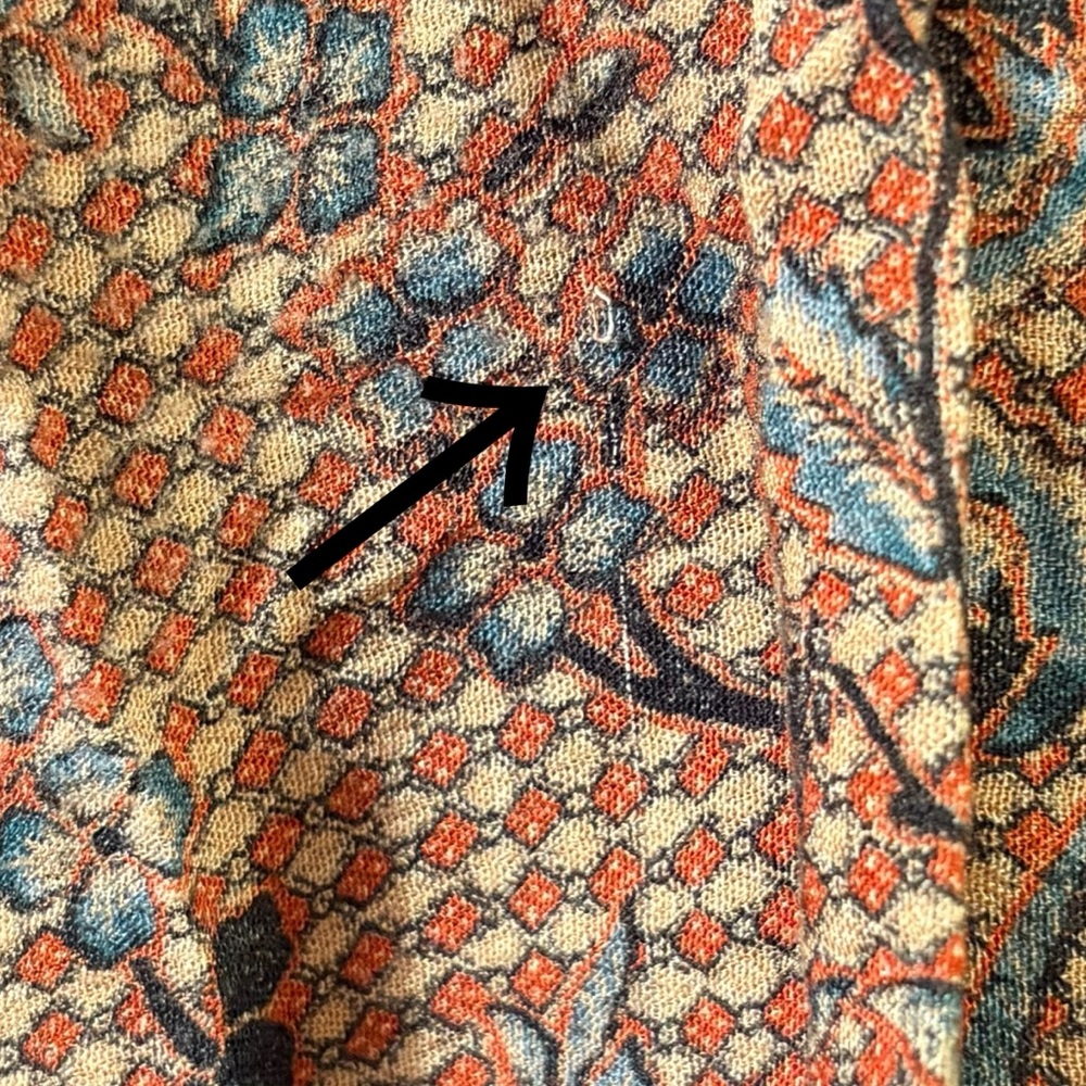 Boho Lavender Brown Top Bell Sleeves Small Floral Pattern Tie Scoop - Picture 4 of 7